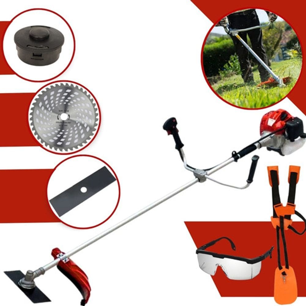 Roçadeira A Gasolina Anmax 43cc + Faca + Videa 40d + Óculos