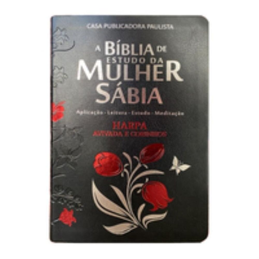 Bíblia da mulher sábia full color c/ harpa - Tulipa preta
