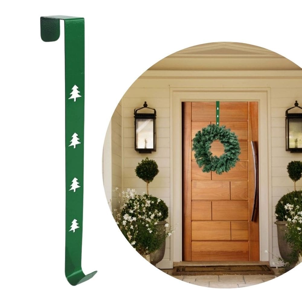 Suporte para Guirlanda Natal Metal Decorado Verde 30cm - Magizi