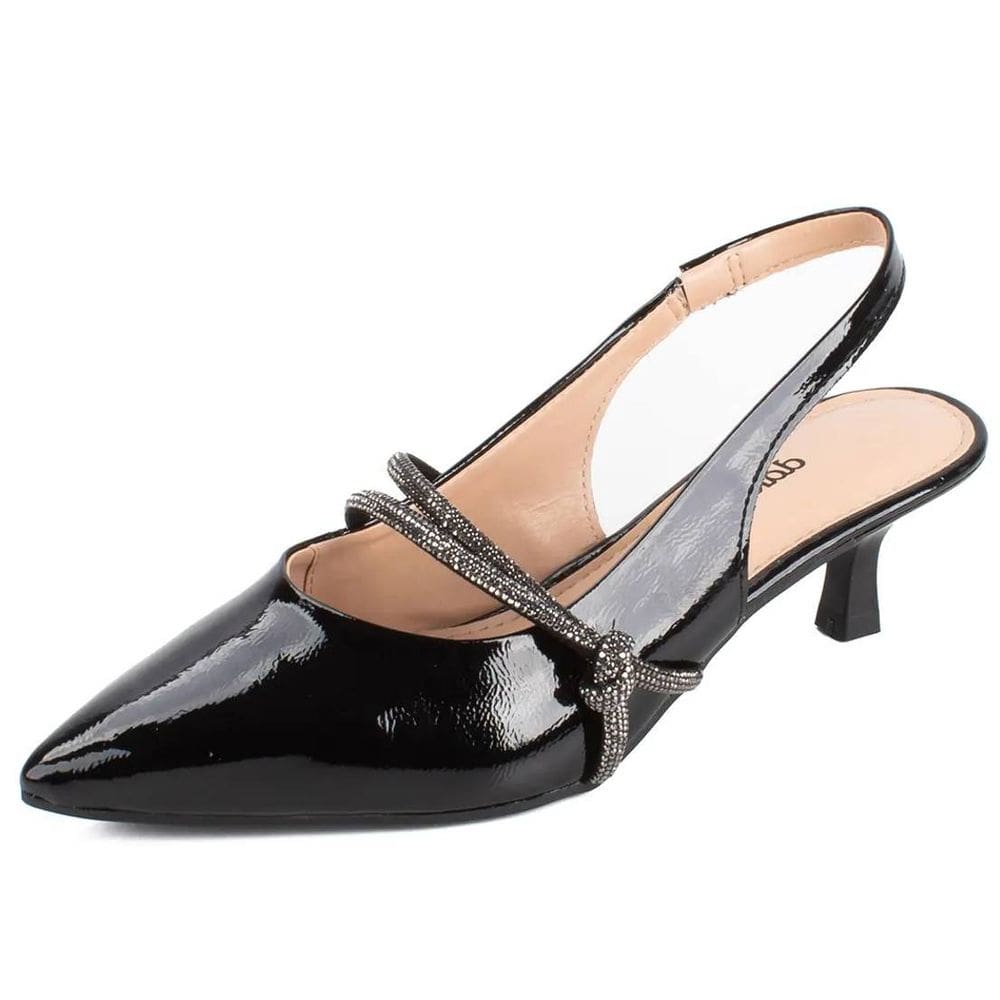 Sapato Scarpin Tira Strass Salto Baixo Conforto Dakota