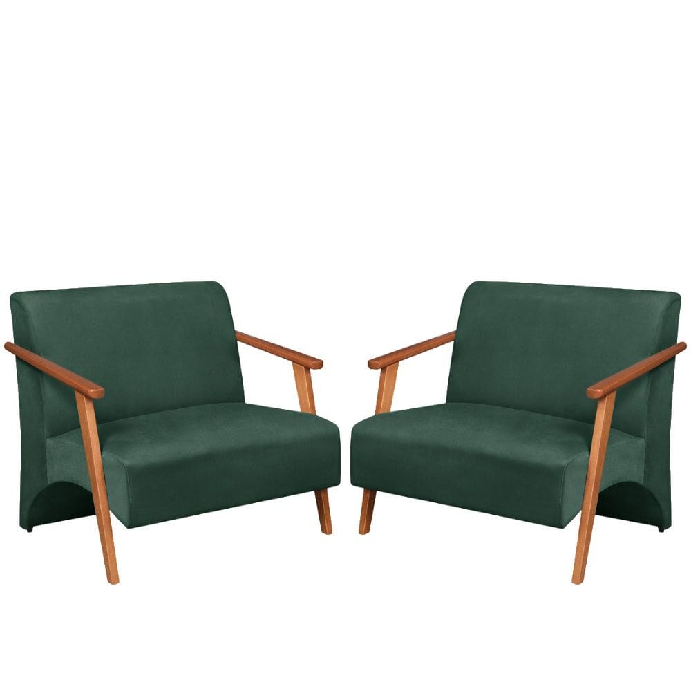 Poltrona Namoradeira Venus  Braço Madeira Maciça Suede Unidecor