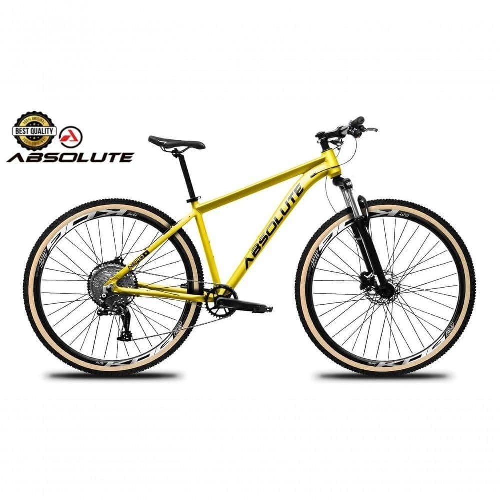 Bicicleta Aro 29 Nero 5 Peças Inteira Absolute 12v Garfo Trava Remota K7 Pneu Faixa Freio Hidráulico. Amarelo Tam.17