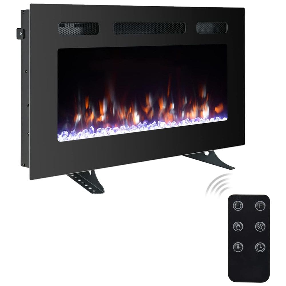 Lareira Elétrica de Embutir A43x76L com Controle Remoto e Luz de LED, 1500W, 110v, CEARTRY electric fireplace inserts, Preto