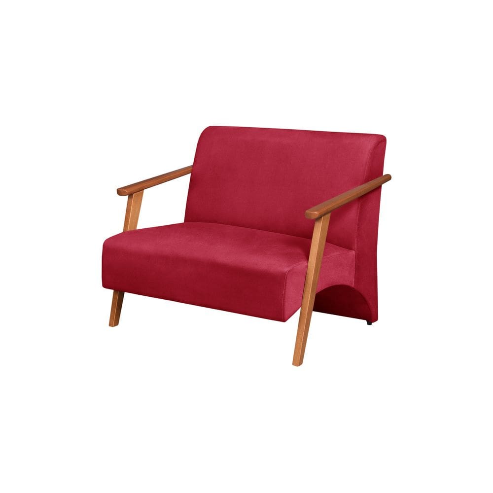Poltrona Namoradeira Venus  Braço Madeira Maciça Suede Unidecor