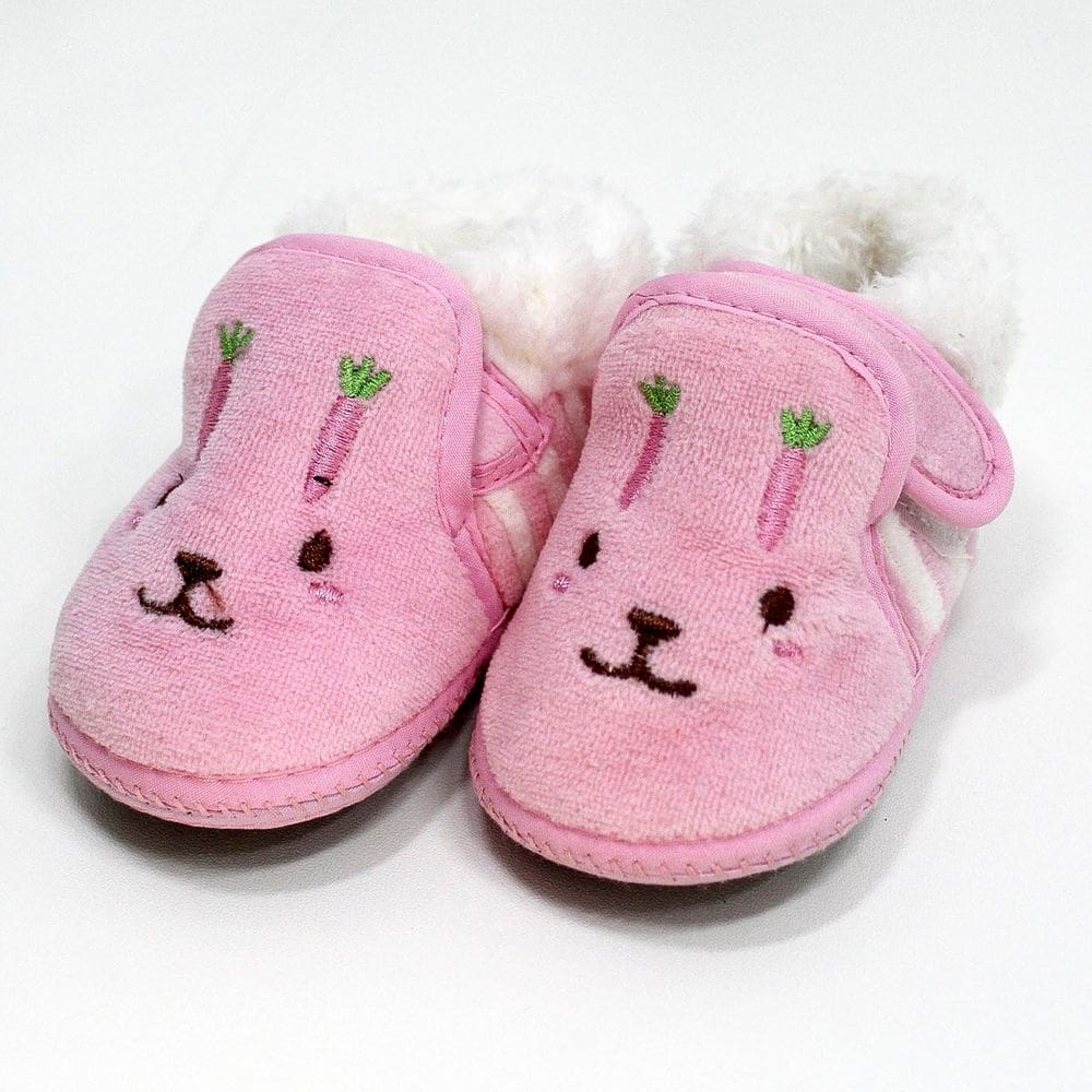 Pantufas Sapatinho Coelhinho Para Bebês Forrada com fecho aderente