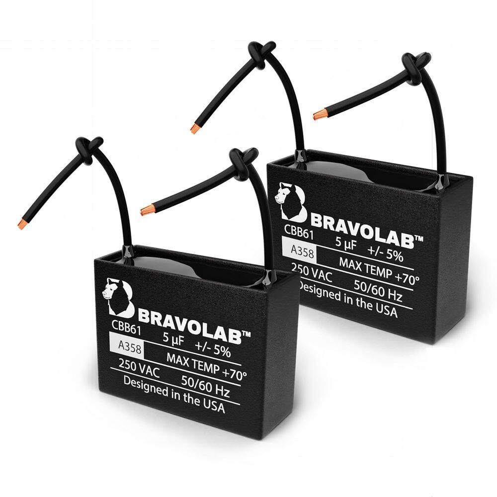 Capacitor de ventilador de teto Bravo Lab CBB61 5µF 250VAC 50/60Hz, pacote com 2