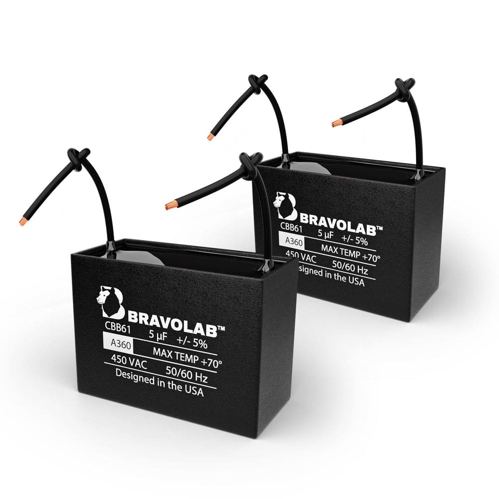 Capacitor de ventilador de teto Bravo Lab CBB61 5µF 450VAC 50/60Hz, pacote com 2