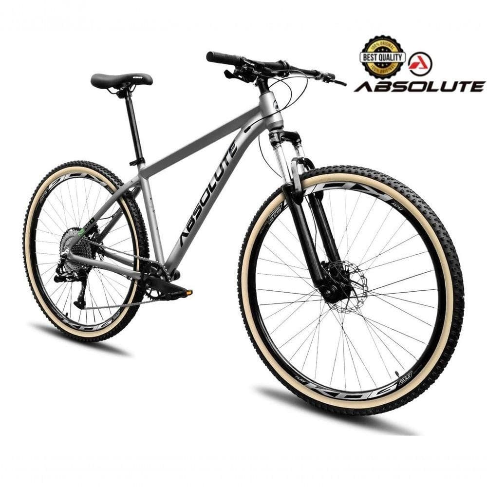 Bicicleta Aro 29 Nero 5 Peças Inteira Absolute 12v Garfo Trava Remota K7 Pneu Faixa Freio Hidráulico. Cinza Tam.13.8
