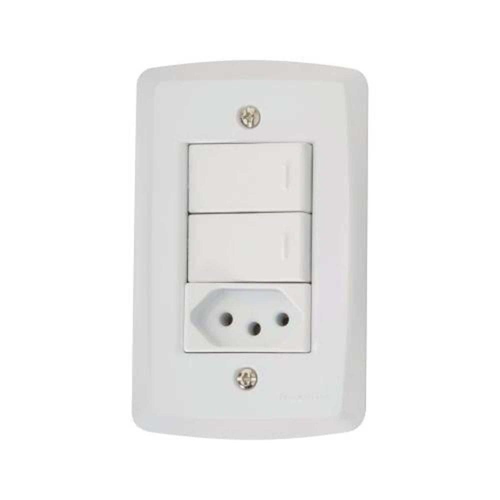Conjunto Interruptores Simples + Tomada 10a Lux2 Tramontina - Branco