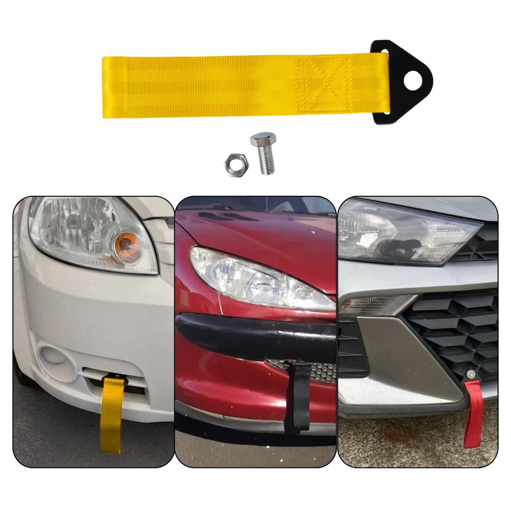 Tow Strap Fita Cinta Para-Choque Universal Amarelo Estilo BR
