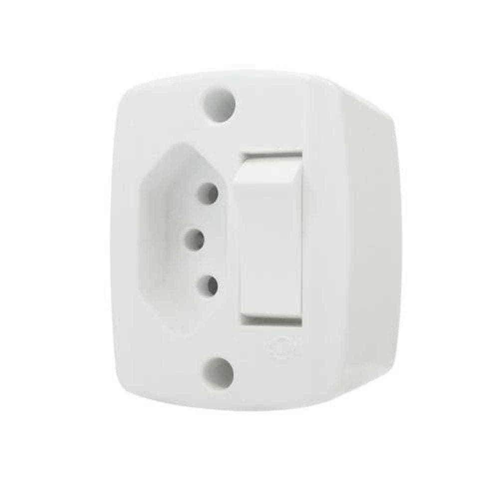 Interruptor Simples + Tomada 10a Linha Retangular - Ilumi - Conjunto De Interruptor E Tomada