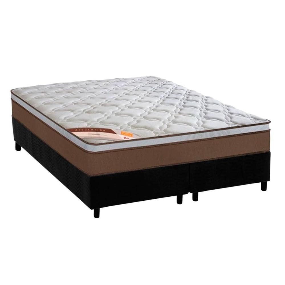 Cama Box King: Colchão Molas  Ensacadas Castor Revolution + Base CRC Suede Black (193x203)