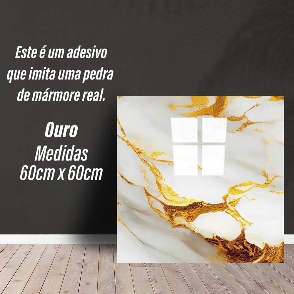 Placa Adesiva Parede Painel Vinílico Mármore 60x60cm Premium
