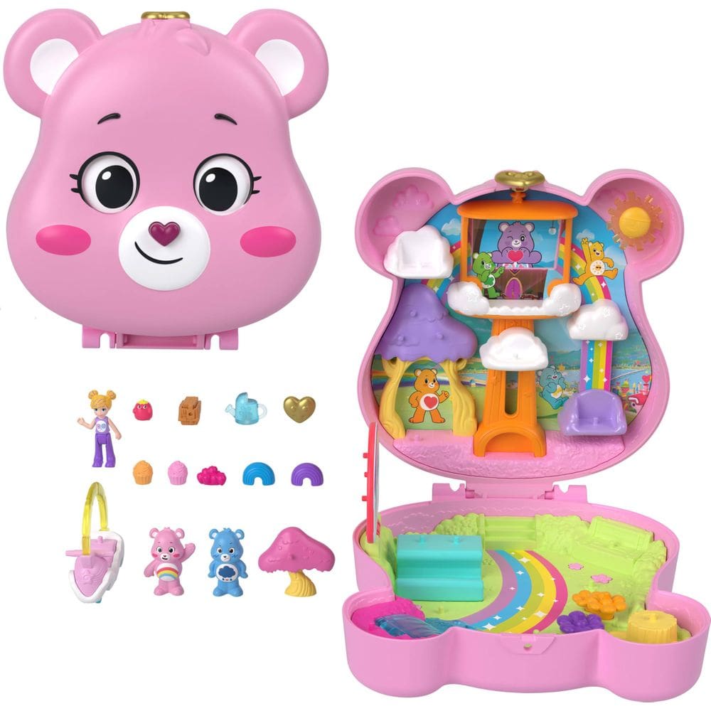 Bonecas e conjunto de brinquedos Polly x Care Bears com carrinho de brinquedo