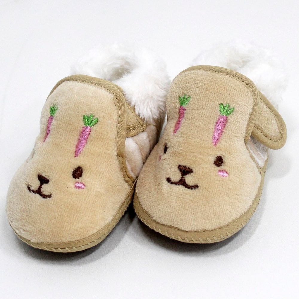 Pantufas Sapatinho Coelhinho Para Bebês Forrada com fecho aderente