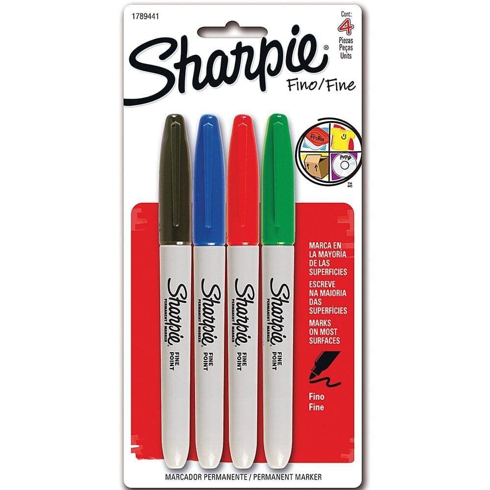 Marcador permanente Sharpie 1825090 Fine Point 4 cores