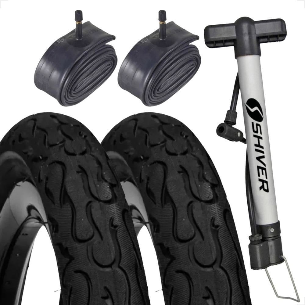 Par Pneu Bicicleta DSI tipo Kenda Flame Aro 26 x 2.125 Balão + Par camara + bomba de ar Montadinha