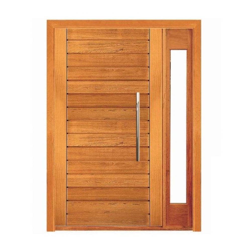 Porta Pivotante Contemporânea com Visor Lateral - Madeira Maciça - Angelim