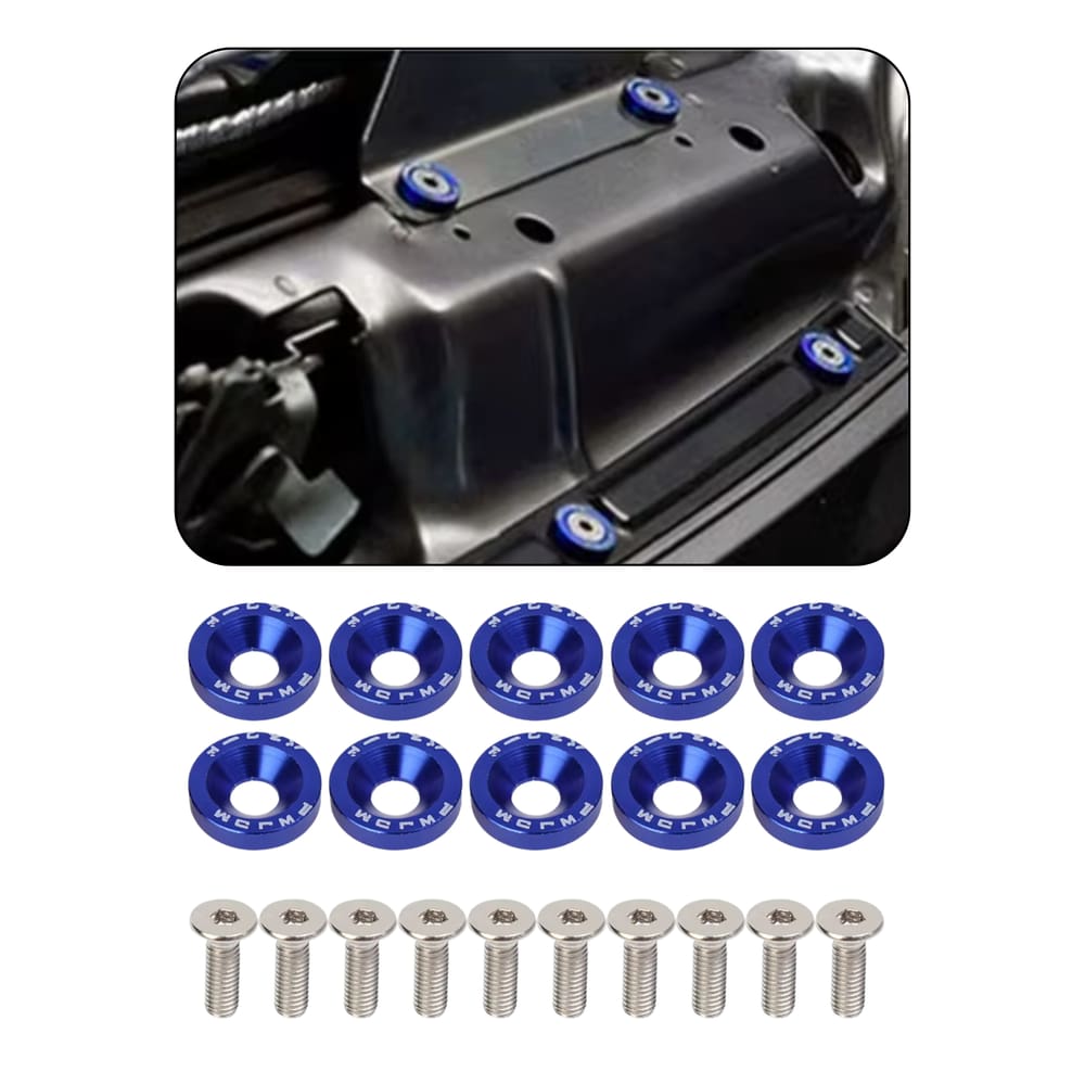 10 Und Parafuso Arruela Anodizada Azul M6 Moto Carro