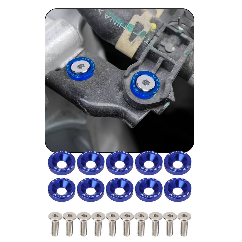 Parafuso Arruela Anodizadas 10 Unidade M6 Tuning Carro Azul