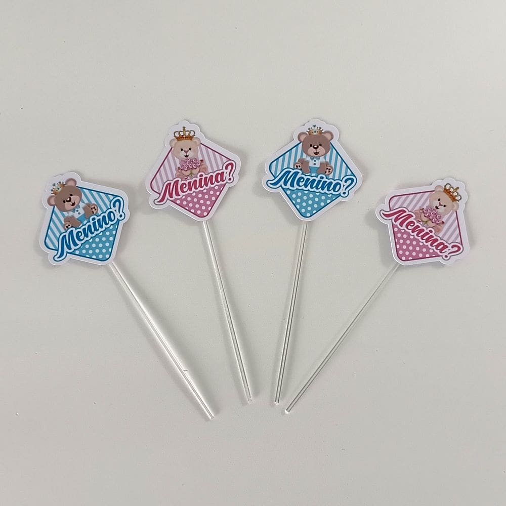 Toppers para Docinhos Revelação Menino? Menina? Azul e Rosa Pacote com 25 unidades