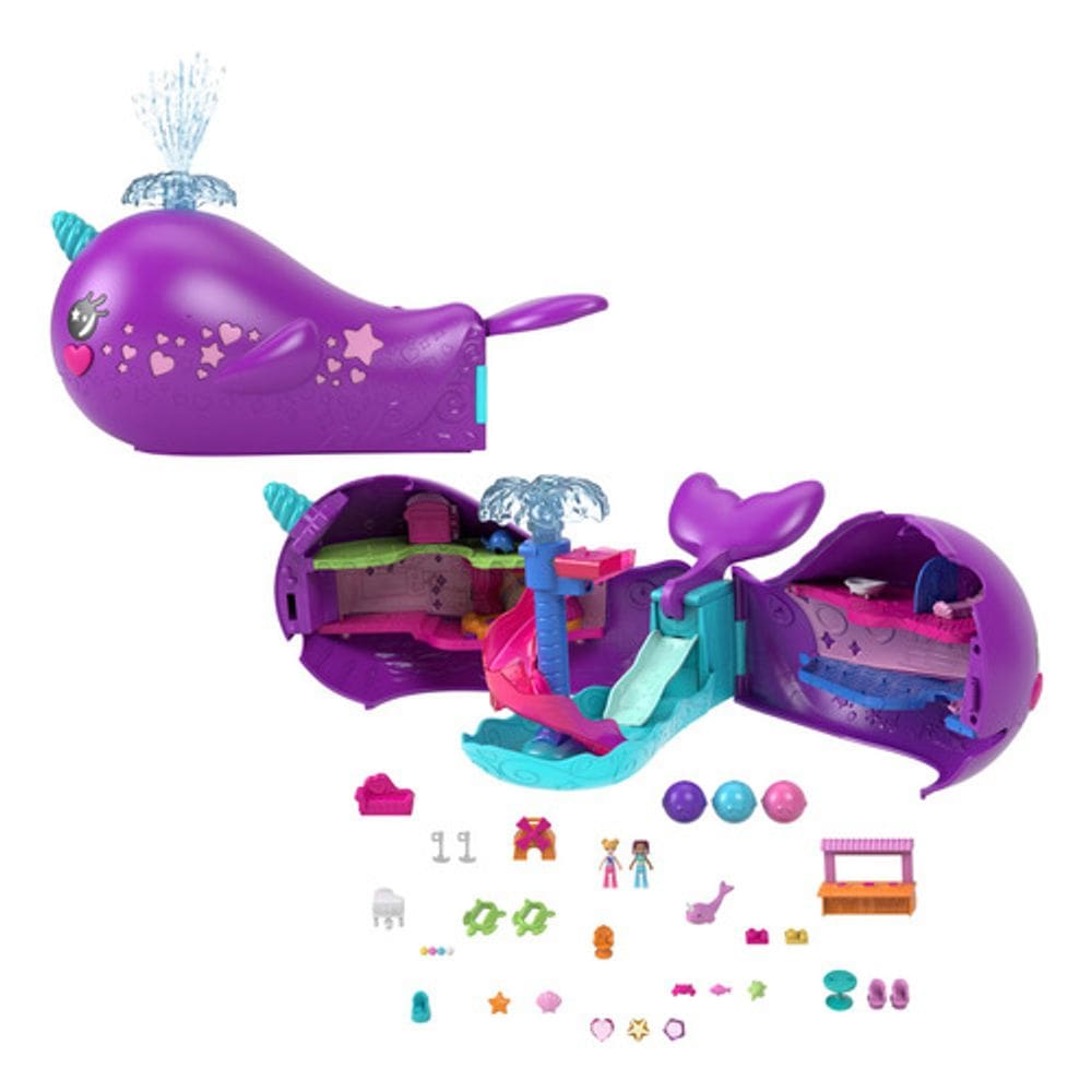 Boneca Polly E Barco Narval Baía Mágica Mattel
