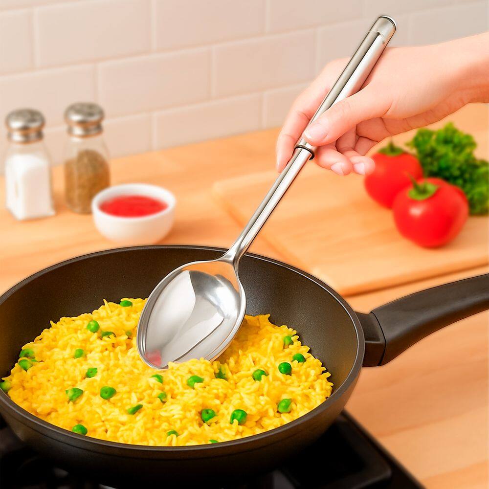 Colher Para Servir Arroz autêntico Line Oriente Grande 32cm Aço Inox Multiuso Universal