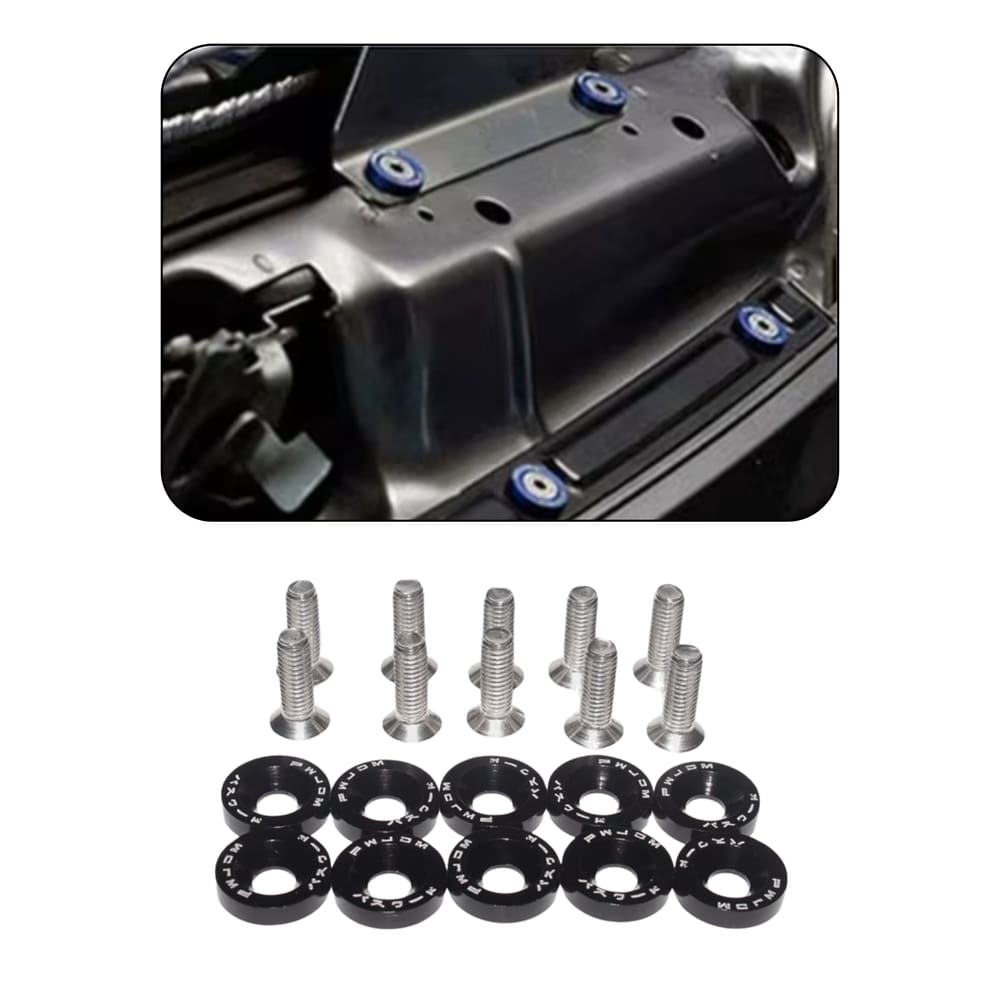 Parafuso Arruela Anodizadas 10 Unidade M6 Tuning Carro Preto