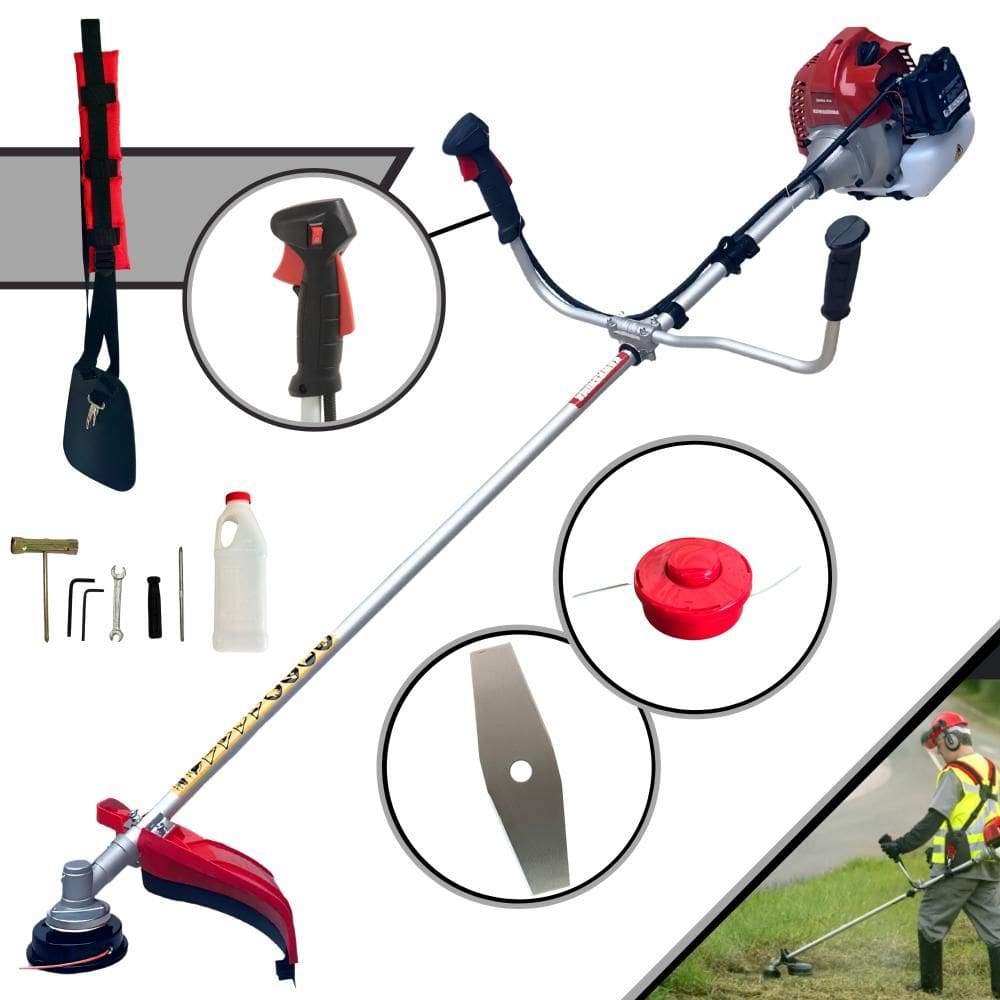 Roçadeira À Gasolina Kawashima BCJ620-L 2T 62cc 3HP de Alta Performance e Rotação Aparador de Grama Completo Com Cabeçote de Nylon + Lâmina 2 Pontas