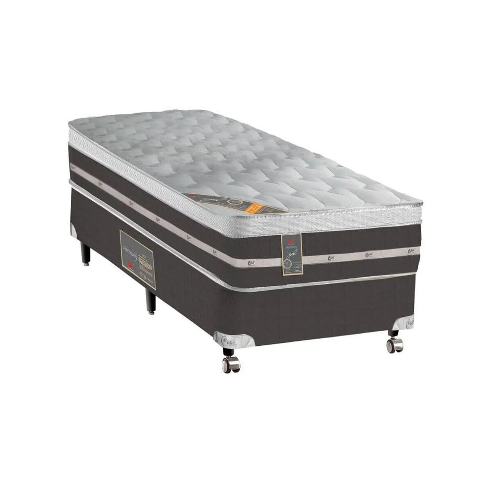 Cama Box Solteiro Castor Premium Gel 88x188x59 + Box Castor