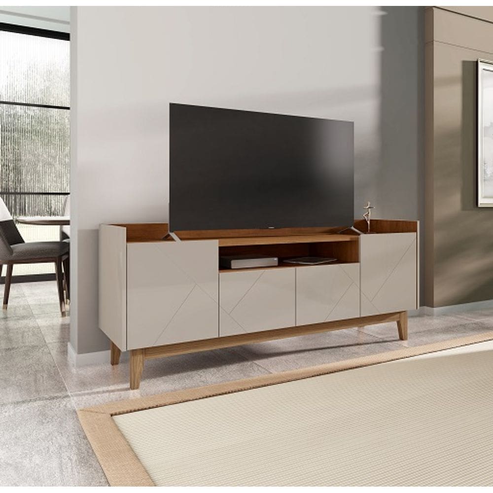 Rack Adria 1.60 Off White/Cedro - Casa D Móveis
