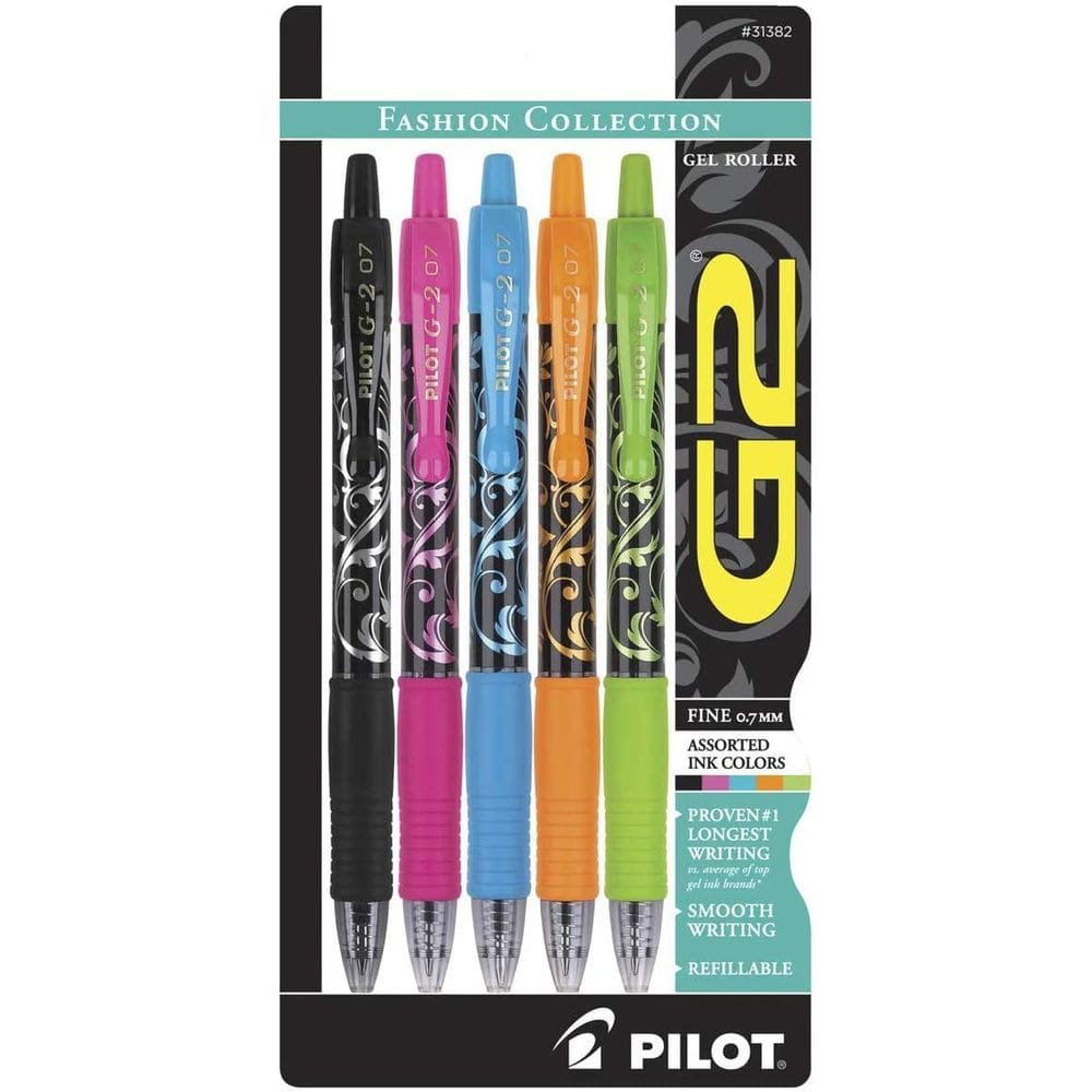 Canetas de rolo de gel PILOT G2 Premium Fine Point 0,7 mm, pacote com 5