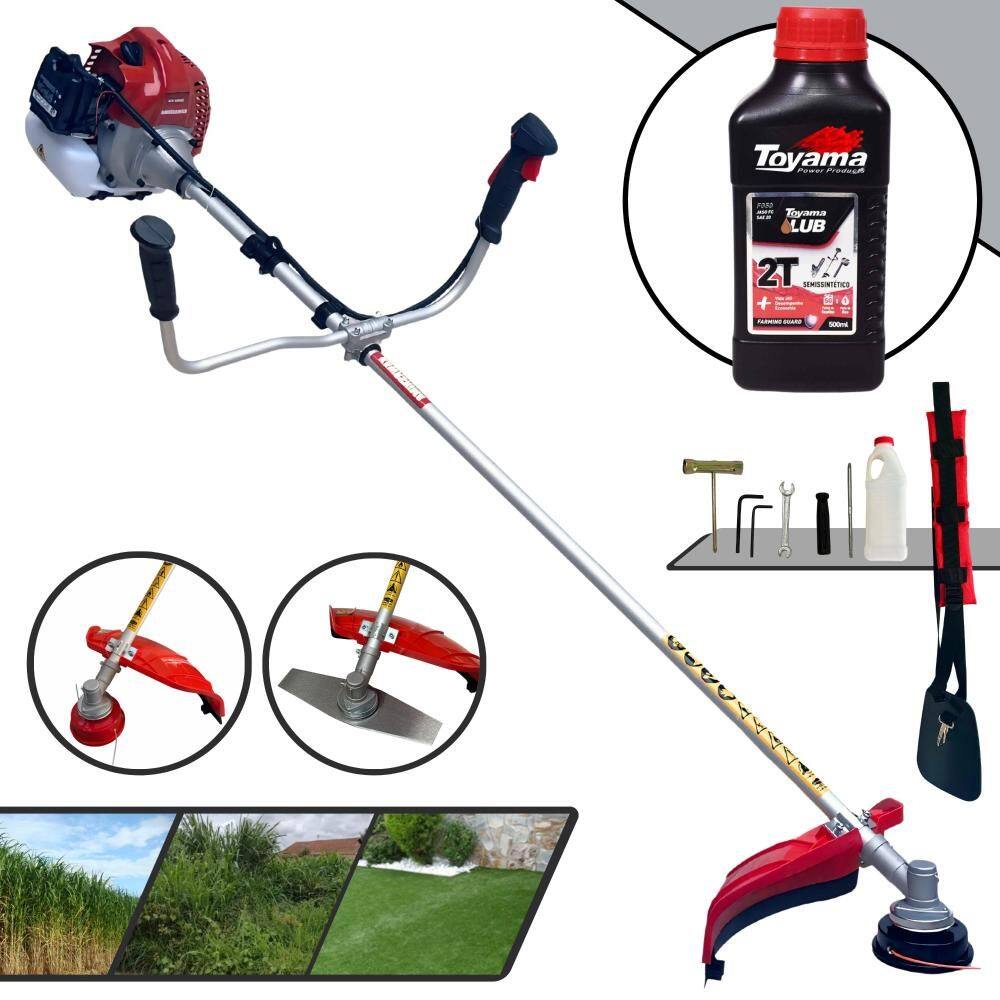 Aparador de Grama Kawashima BCJ620-L À Gasolina 62cc 3HP 10.000rpm Roçadeira Completa Com Carretel de Nylon + Lâmina 2 Pontas + ÓLEO TOYAMA FG50