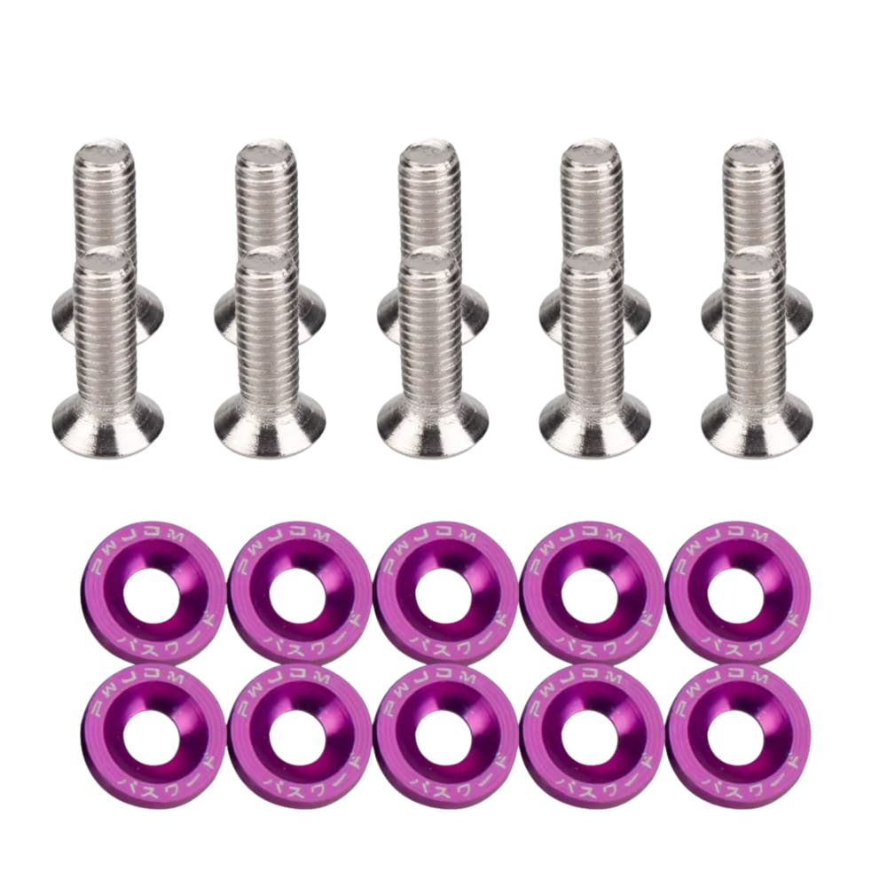 Parafuso Arruela Anodizadas 10 Unidade M6 Tuning Carro Roxo