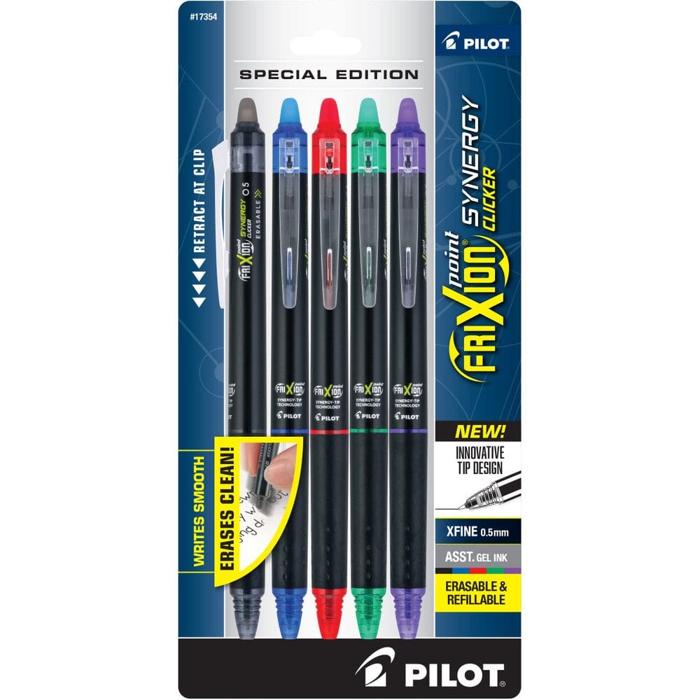 Canetas de tinta gel PILOT Frixion Point Synergy Clicker 0,5 mm, pacote com 5