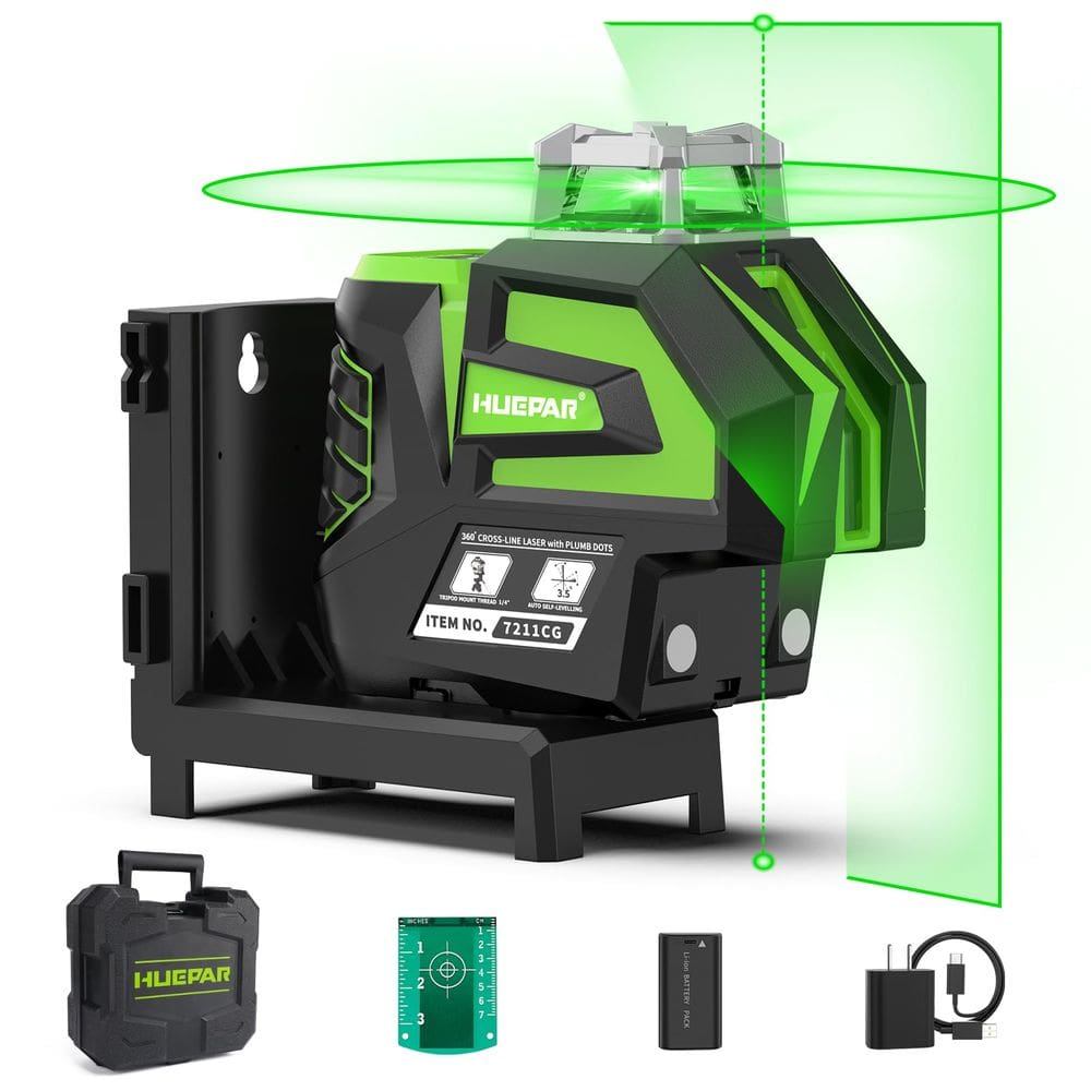 Nível de laser Huepar 7211CG Verde autonivelante com pontos de prumo