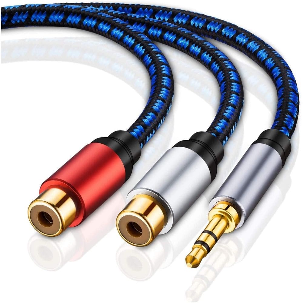 Adaptador NC XQIN RCA macho para cabo de áudio estéreo fêmea de 3,5 mm