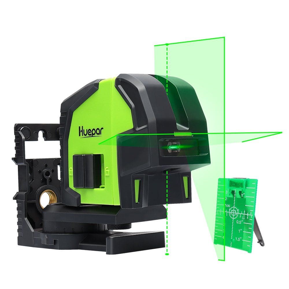 Nível de laser de linha cruzada Huepar 8211G com 2 pontos de prumo verdes