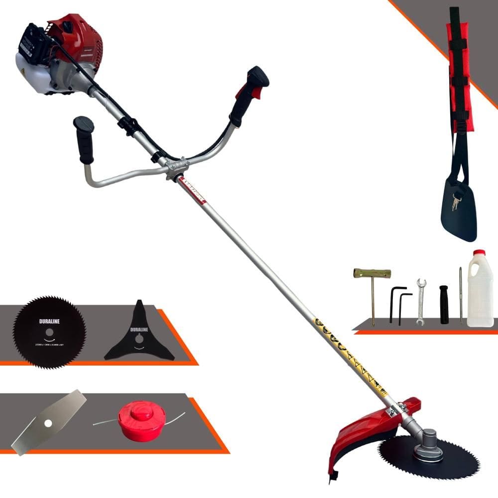 Roçadeira Lateral Kawashima BCJ620-L À Gasolina 2T 62cc 3HP 10.000rpm + Lâmina 2 Pontas + Lâmina 3 Pontas + Lâmina Circular 80 Dentes + Carretel