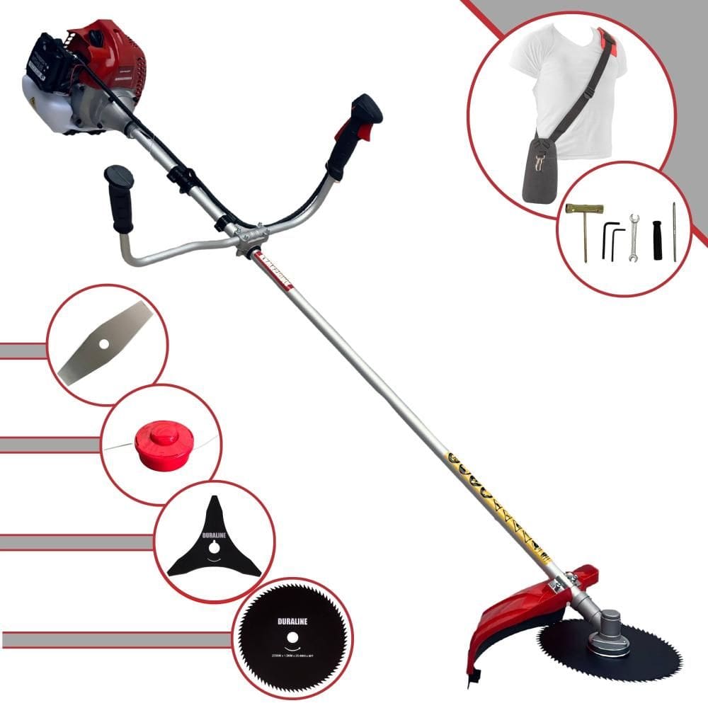 Roçadeira Máquina de Corta Grama Kawashima BCJ620L À Gasolina 62cc 3HP 4 Em 1 Com Carretel Nylon + Faca 2 Pontas + Faca 3 Pontas + Faca 80 Dentes