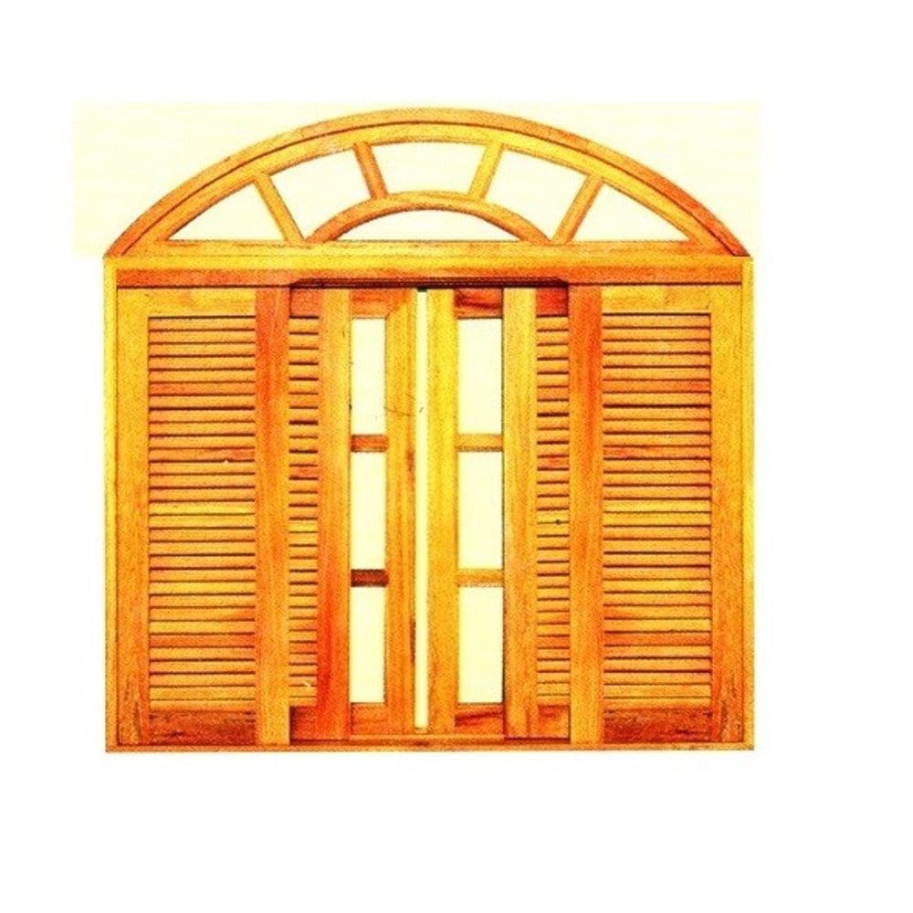 Janela de Correr Colonial Tripla - Madeira Maciça - Angelim