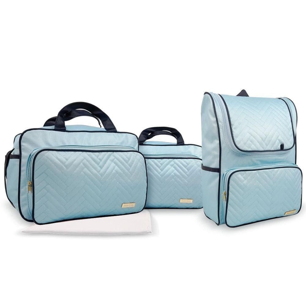 Kit Bolsas E Mochila Maternidade Baby Classic Premium Azul Claro