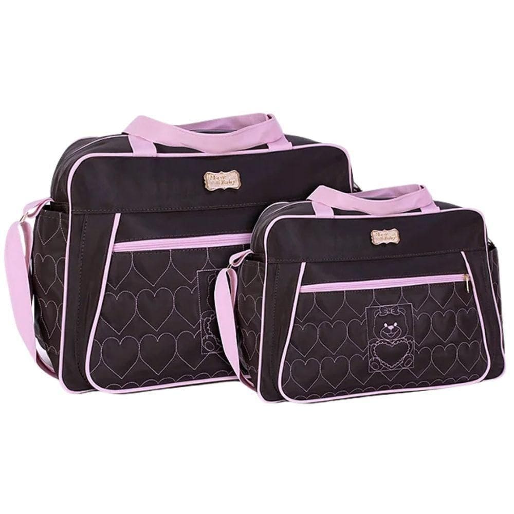 Kit Bolsas Maternidade Baby Soft Class Marrom E Rosa