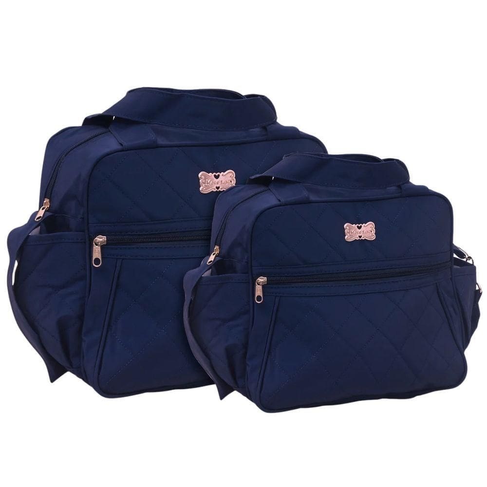 Kit Bolsas Maternidade Passeio Matelassê Baby Azul Marinho