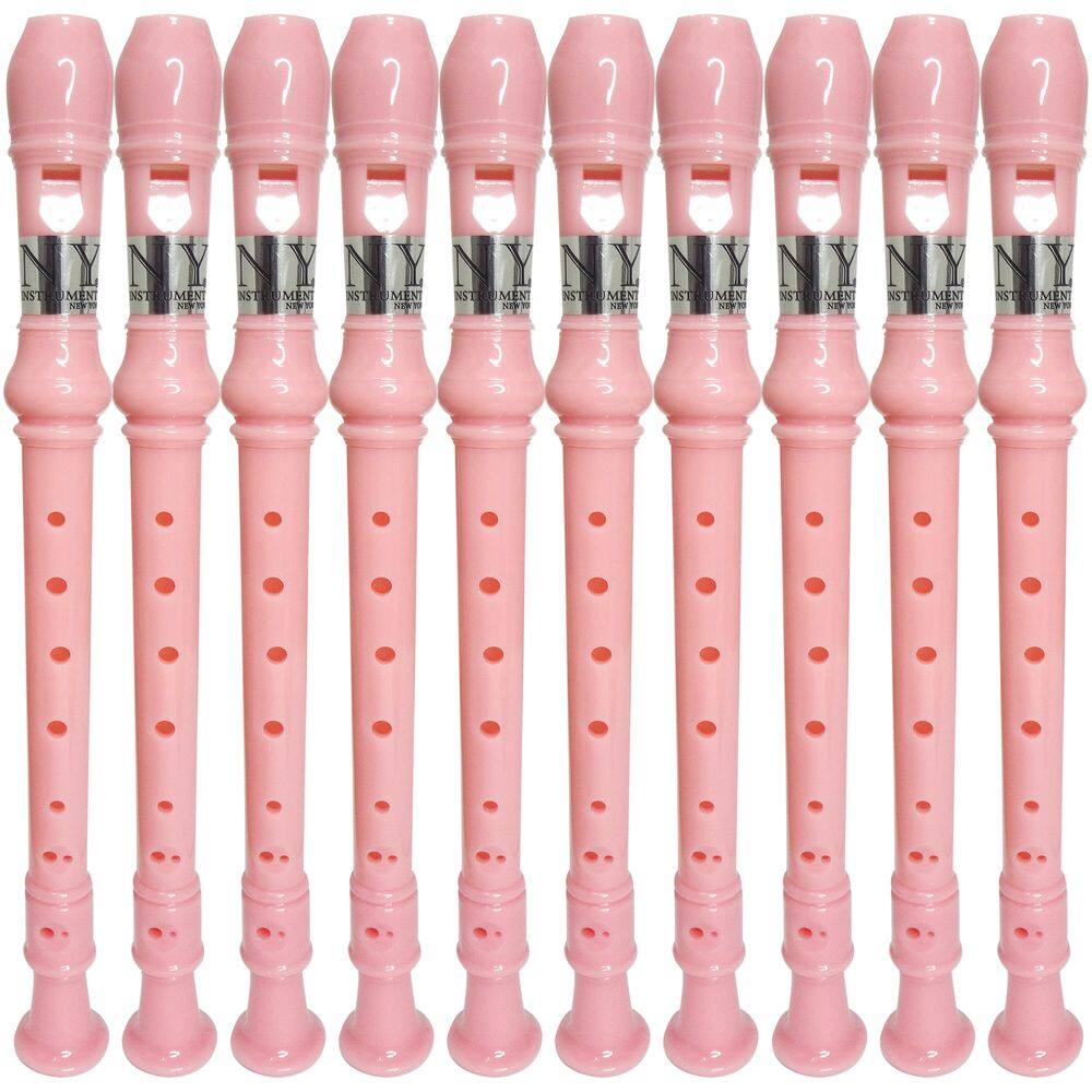 Kit 100 Flautas Doce Germânica Rosa Claro FL 20G New York