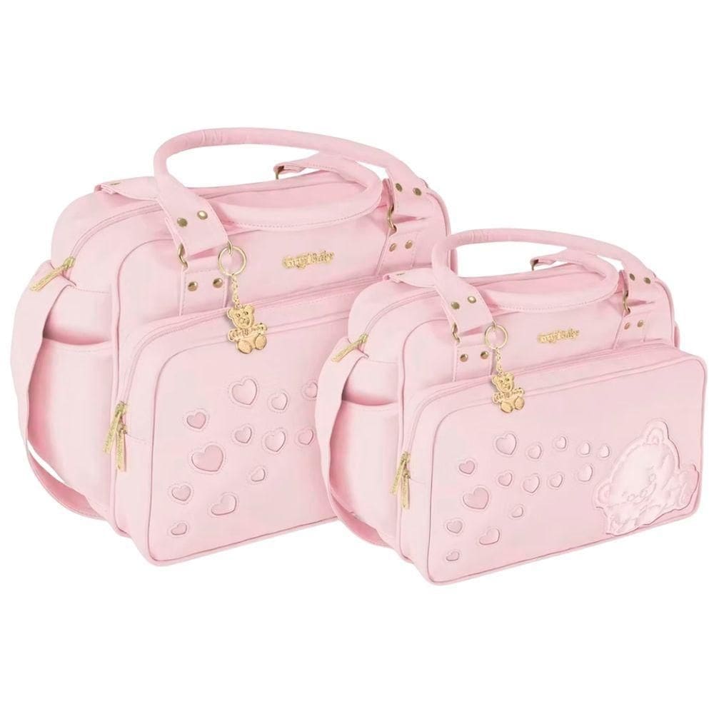 Kit Bolsas Maternidade Urso Baby Platinum Rosa
