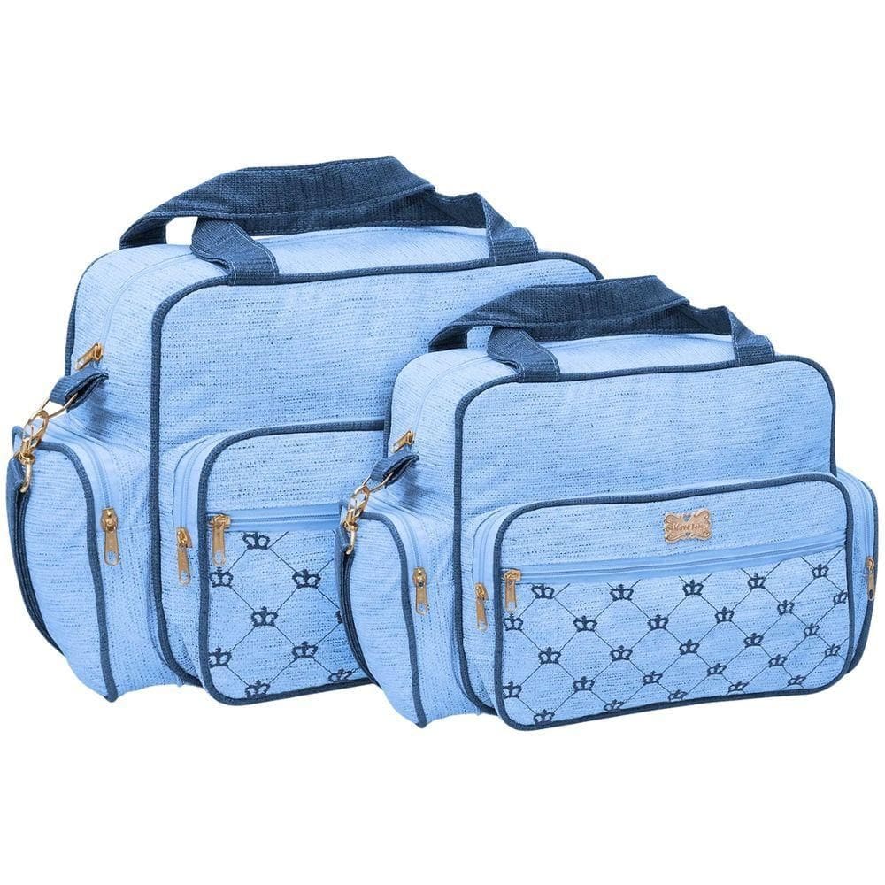 Kit Bolsas Maternidade Classic Baby Gold Azul Claro