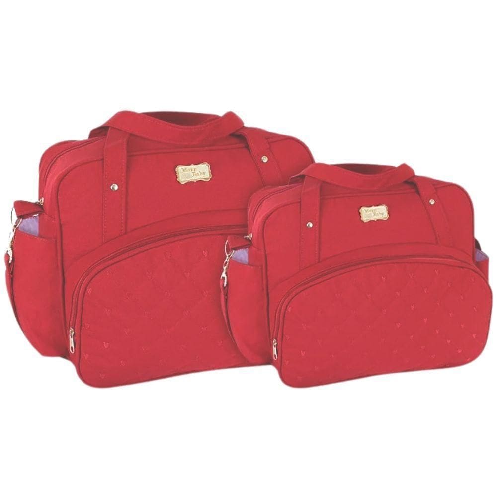 Kit Bolsas Maternidade Bordado Baby Royal Gold Vermelho