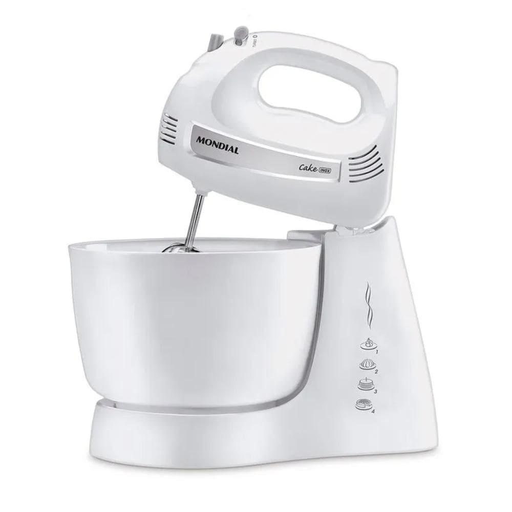 Batedeira Mondial Cake Premium 4 Velocidades + Turbo 500W Branco 127V - B-50-W