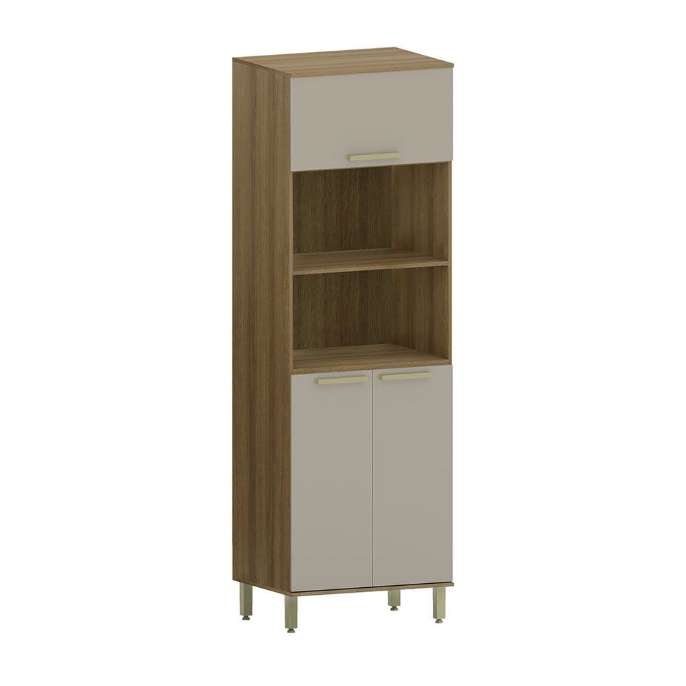 Paneleiro 70cm 3 Portas com 2 Nichos para Microondas Isis Luciane Móveis